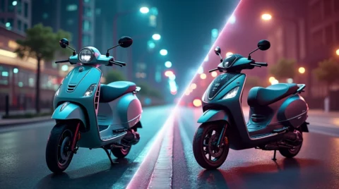 تصویری از موتور سیکلت وسپا و کلیک