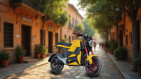 تصویر یک مینی موتور سیکلت در یک کوچه