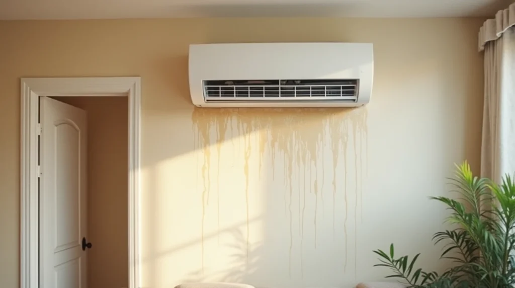 تصویری از یک کولر گازی که آب میدهد