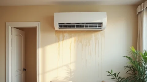 تصویری از یک کولر گازی که آب میدهد