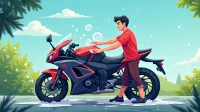 تصویری از روش صحیح شستشوی موتور سیکلت