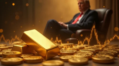 تصویر دونالد ترامپ در کنار شمش و سکههای طلا؛ تاثیر سیاستهای آمریکا بر نوسانات و تصمیمگیری برای خرید طلا در ایران