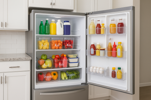 تصویری از ایدههای کاربردی چیدمان داخل یخچال برای جهیزیه عروس