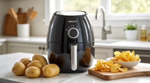 تصویری از طرز تهیه چیپس در سرخکن بدون روغن