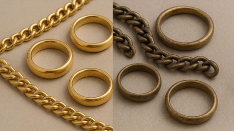 طلای سالم و طلای سیاه شده در کنار هم