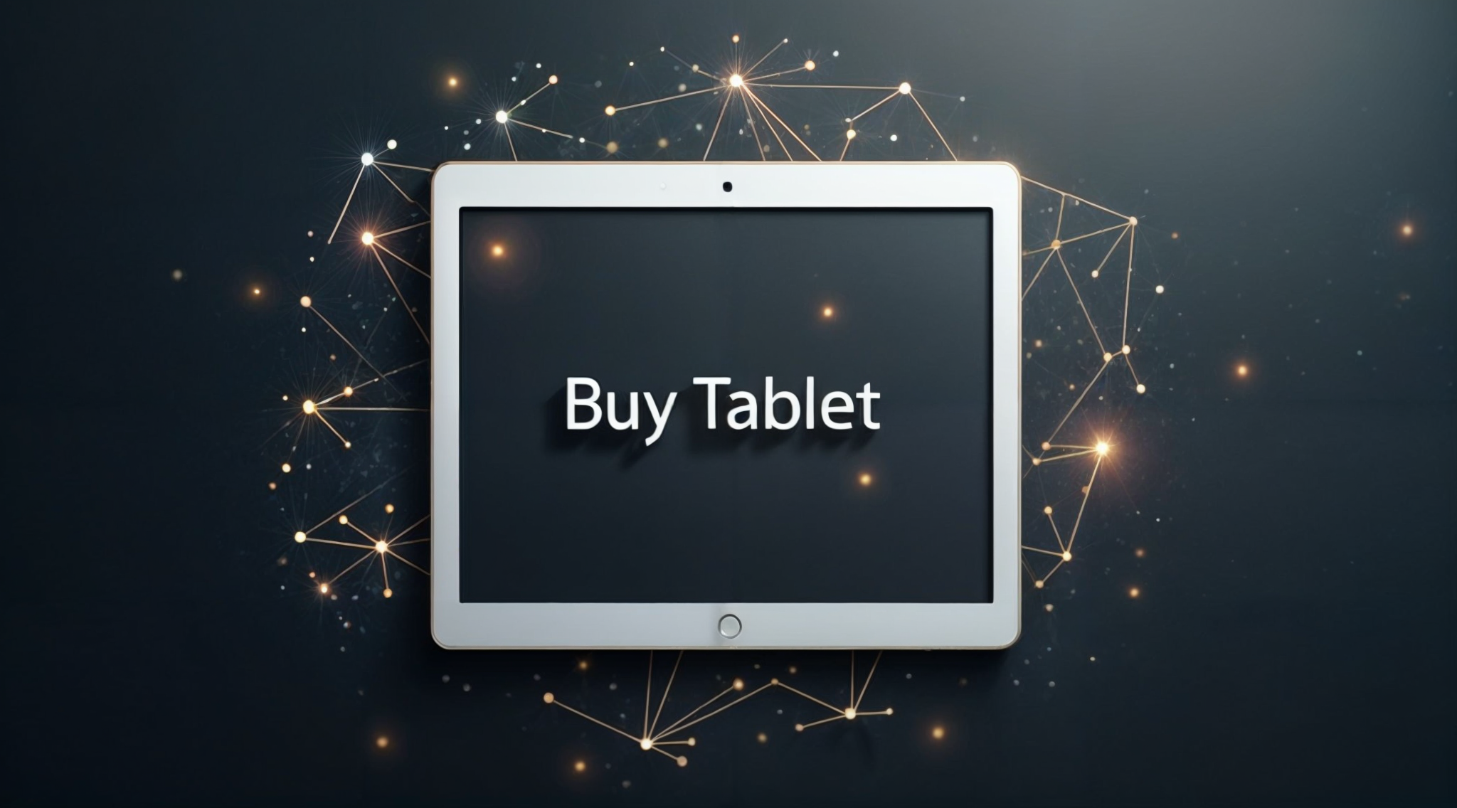 خید تبلت اقساطی. یک تبلت با پس زمینه مشکی با کلمه buy tablet