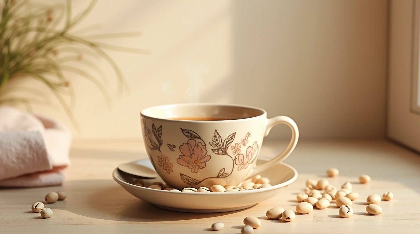 تصویری از یک فنجان قهوه سفید